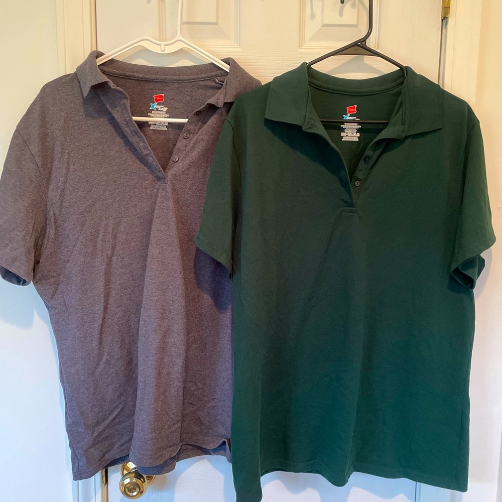 2 womens hanes polos xtemp